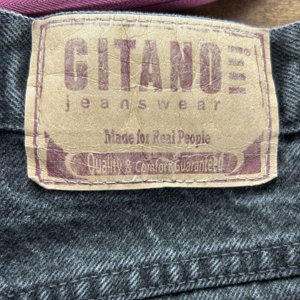 Vtg Gitano Womens Black Straight Leg Jeans Sz 14 Short Cotton Denim Faded 90s - Picture 5 of 8
